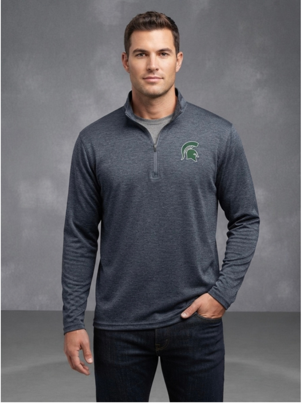Rivalry Threads ‘91 Michigan State Spartans Waffle Quarter-Zip Pullover – Men’s